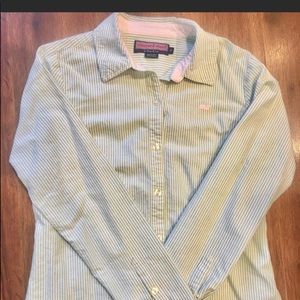 Vineyard Vines Green Striped Button-Up Shirt